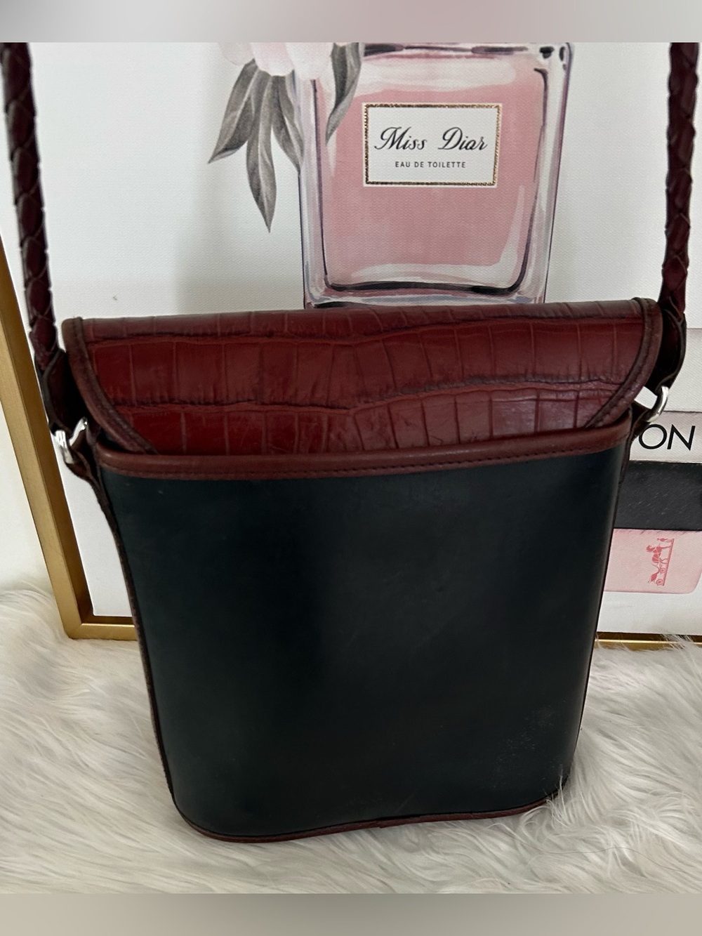 Brighton Brown Black Leather Crossbody Bucket Bag - Picture 9 of 13